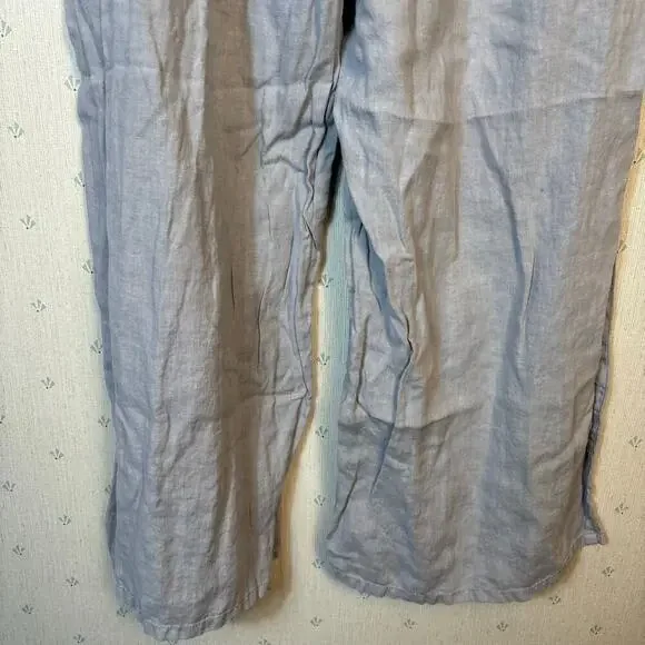 Eileen Fisher Organic Linen Wide Leg Pants Size XL Cropped Pull On Relaxed - Picture 4 of 10